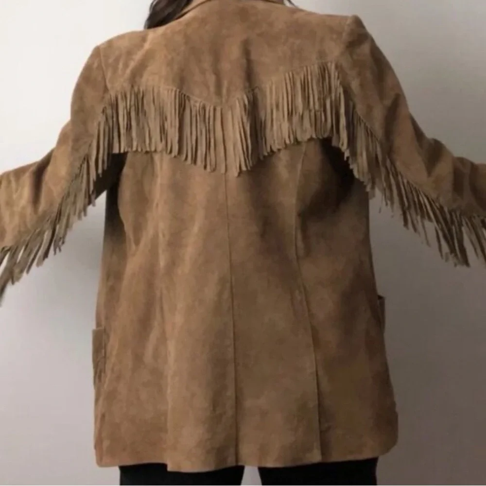 Denim&Co Woman's Washable Leather Fringe Jacket, size L Never Worn - Picture 2 of 16